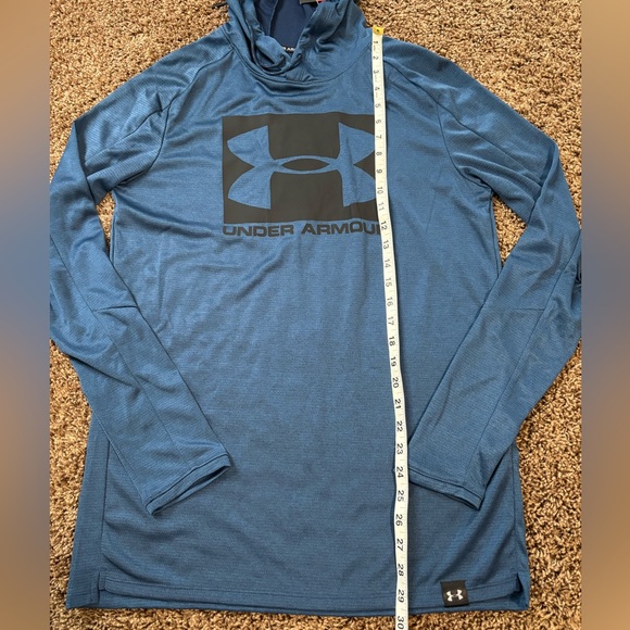 NWT Under Armour Mens Hoodie M Fitted Blue Pullover Long Sleeve Athletic Tee - Picture 6 of 7